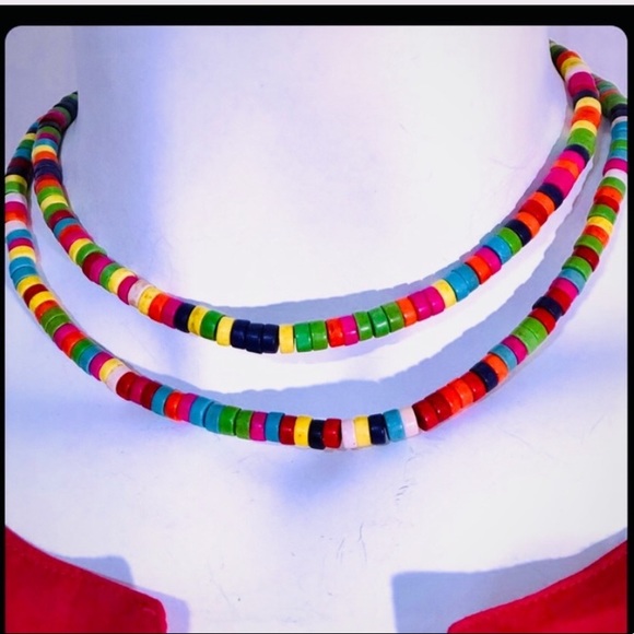 CowgirlZ Jewelry - TURQUOISE NECKLACE COLOR CHOICE 2 STRANDw/1 STERLING SILVER CLASP DYED FLAT BEAD